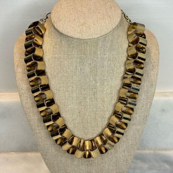 Express Vintage Big Gold Box Chain, Large Heavy Chain Collar Necklace 22" - Picture 1 of 4